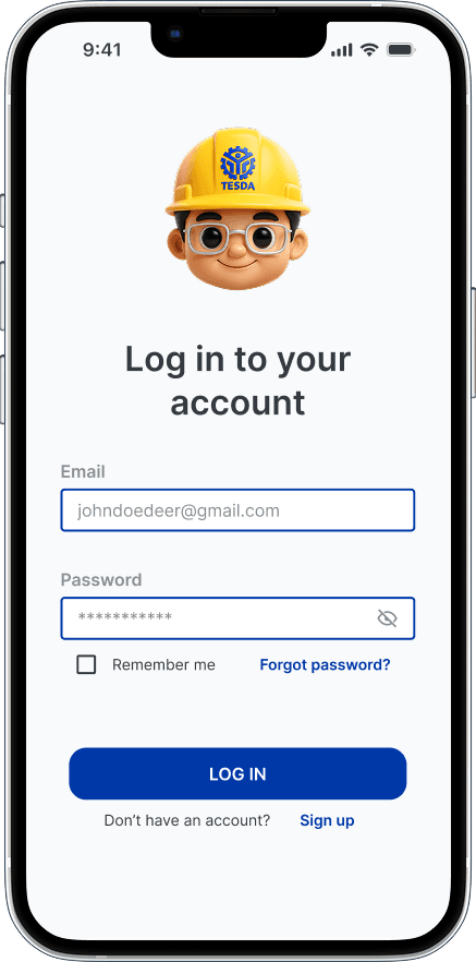 Login screen preview