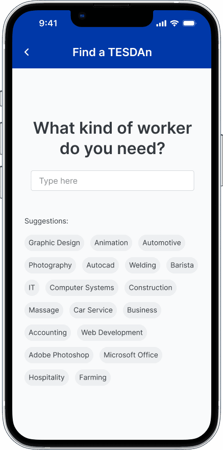 Find the right worker for the job. mobile app